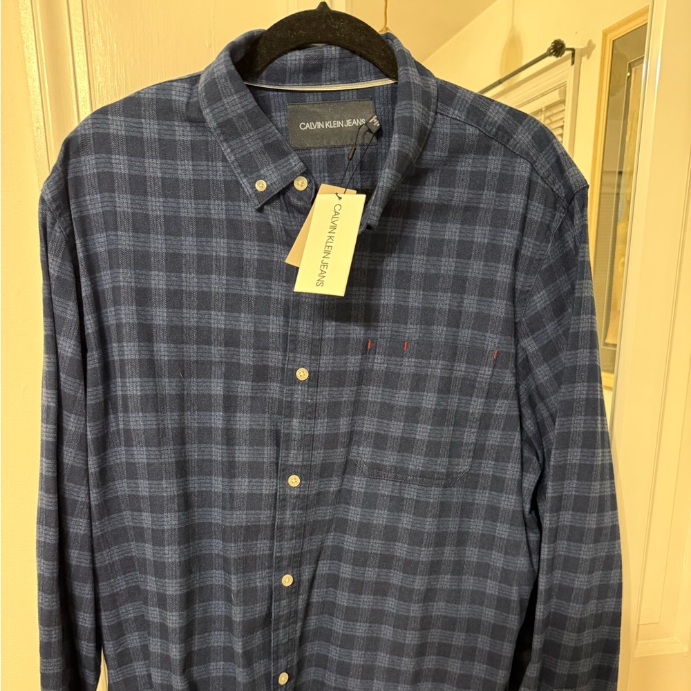 Calvin Klein Jeans Navy Checkered Men's Shirt